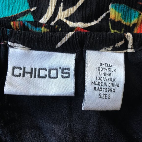 Chico's Silk Skirt Lined Tribal Asymmetrical Boho - Picture 9 of 11